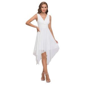 NWT Ever-Pretty Women Double V Neck Ruched Waist A Line Cocktail Party Dress